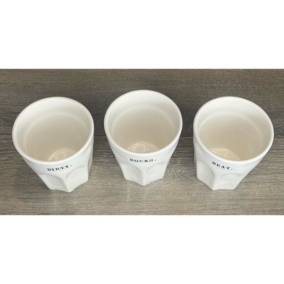 Rae Dunn Ceramic DRINKING GLASS Set (3) Glassware 8oz DIRTY ROCKS NEAT Martini - Picture 9 of 10